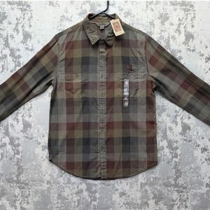 Decree Women's Plaid Flannel Shirt Toasted Wheat Long Sleeve Button Up Med New